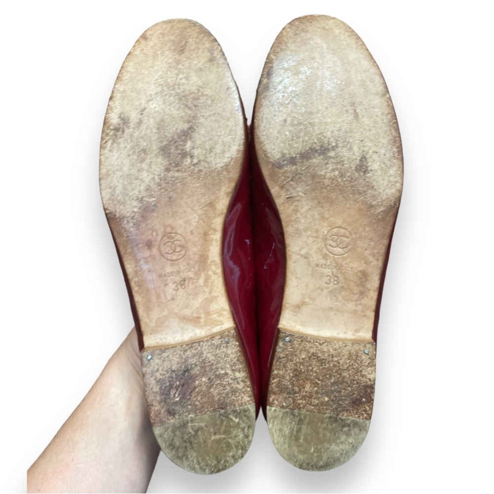 CHANEL Authentic Burgundy Flats with Bow Detail - Picture 7 of 11